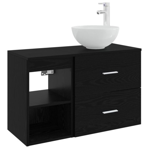 ZESTAW MEBLI ŁAZIENKOWYCH 2 PCS CZARNY DĄB DREWNO INŻYNIERYJNE