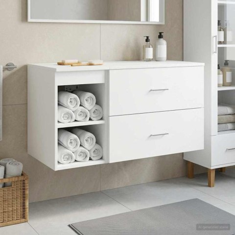 ZESTAW MEBLI ŁAZIENKOWYCH 2 PCS BIAŁY DREWNO INŻYNIERYJNE
