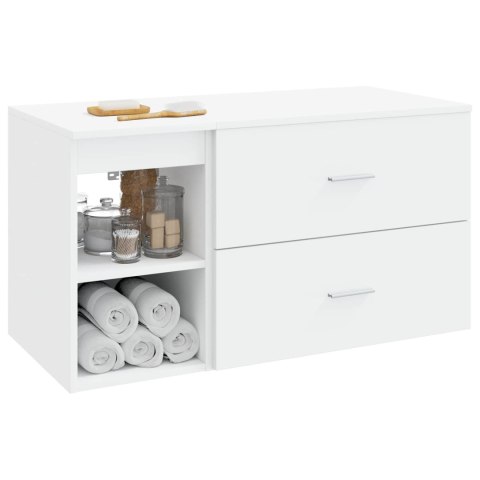 ZESTAW MEBLI ŁAZIENKOWYCH 2 PCS BIAŁY DREWNO INŻYNIERYJNE