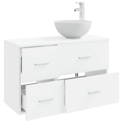 ZESTAW MEBLI ŁAZIENKOWYCH 2 PCS BIAŁY DREWNO INŻYNIERYJNE