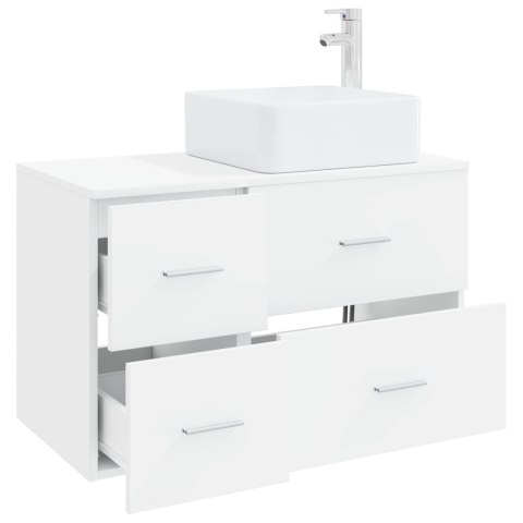 ZESTAW MEBLI ŁAZIENKOWYCH 2 PCS BIAŁY DREWNO INŻYNIERYJNE
