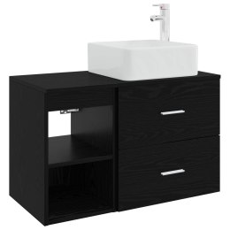 ZESTAW MEBLI ŁAZIENKOWYCH 2 PCS CZARNY DĄB DREWNO INŻYNIERYJNE