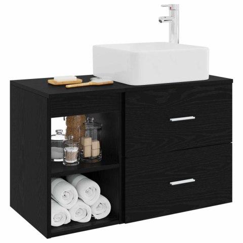 ZESTAW MEBLI ŁAZIENKOWYCH 2 PCS CZARNY DĄB DREWNO INŻYNIERYJNE