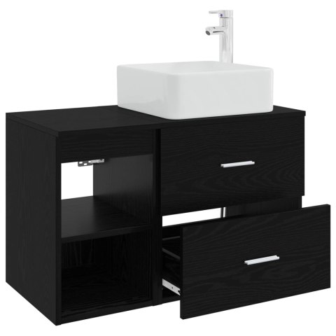 ZESTAW MEBLI ŁAZIENKOWYCH 2 PCS CZARNY DĄB DREWNO INŻYNIERYJNE
