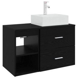 ZESTAW MEBLI ŁAZIENKOWYCH 2 PCS CZARNY DĄB DREWNO INŻYNIERYJNE