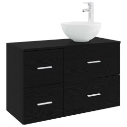 ZESTAW MEBLI ŁAZIENKOWYCH 2 PCS CZARNY DĄB DREWNO INŻYNIERYJNE