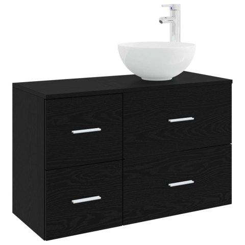 ZESTAW MEBLI ŁAZIENKOWYCH 2 PCS CZARNY DĄB DREWNO INŻYNIERYJNE