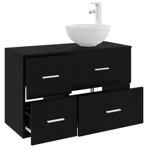 ZESTAW MEBLI ŁAZIENKOWYCH 2 PCS CZARNY DĄB DREWNO INŻYNIERYJNE