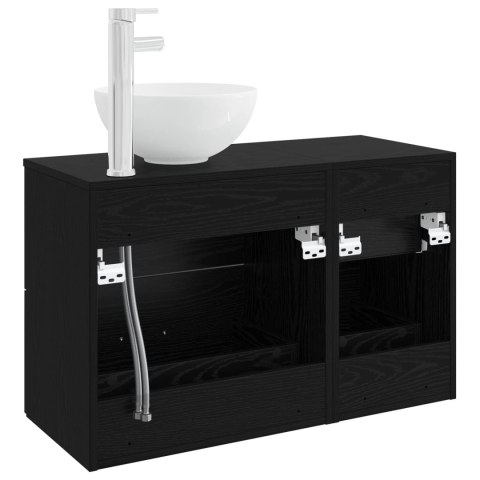 ZESTAW MEBLI ŁAZIENKOWYCH 2 PCS CZARNY DĄB DREWNO INŻYNIERYJNE