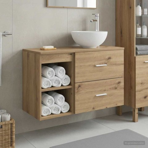 ZESTAW MEBLI ŁAZIENKOWYCH 2 PCS DĄB ARTISAN DREWNO INŻYNIERYJNE