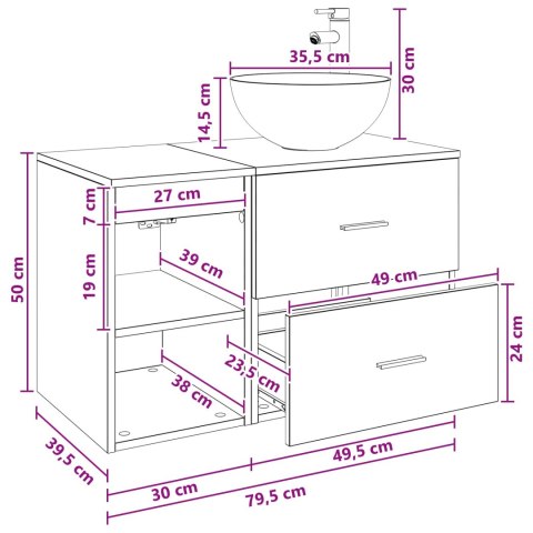 ZESTAW MEBLI ŁAZIENKOWYCH 2 PCS DĄB ARTISAN DREWNO INŻYNIERYJNE