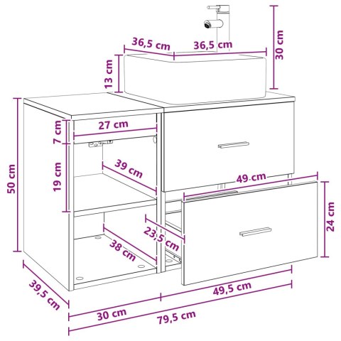 ZESTAW MEBLI ŁAZIENKOWYCH 2 PCS DĄB ARTISAN DREWNO INŻYNIERYJNE