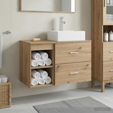 ZESTAW MEBLI ŁAZIENKOWYCH 2 PCS DĄB ARTISAN DREWNO INŻYNIERYJNE