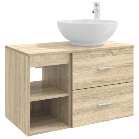 ZESTAW MEBLI ŁAZIENKOWYCH 2 PCS DĄB SONOMA DREWNO INŻYNIERYJNE