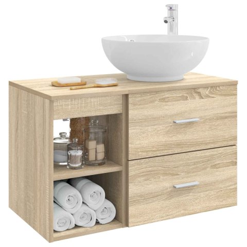 ZESTAW MEBLI ŁAZIENKOWYCH 2 PCS DĄB SONOMA DREWNO INŻYNIERYJNE