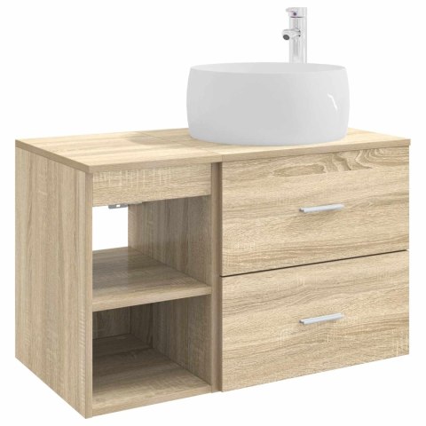 ZESTAW MEBLI ŁAZIENKOWYCH 2 PCS DĄB SONOMA DREWNO INŻYNIERYJNE