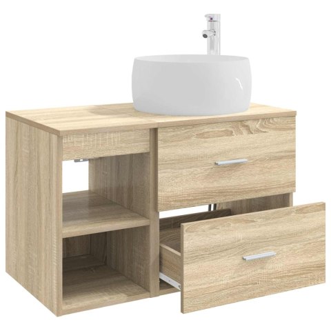 ZESTAW MEBLI ŁAZIENKOWYCH 2 PCS DĄB SONOMA DREWNO INŻYNIERYJNE