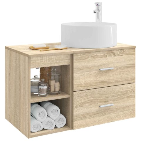 ZESTAW MEBLI ŁAZIENKOWYCH 2 PCS DĄB SONOMA DREWNO INŻYNIERYJNE