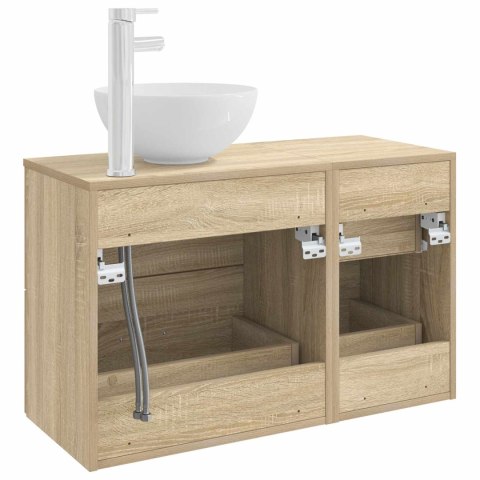 ZESTAW MEBLI ŁAZIENKOWYCH 2 PCS DĄB SONOMA DREWNO INŻYNIERYJNE