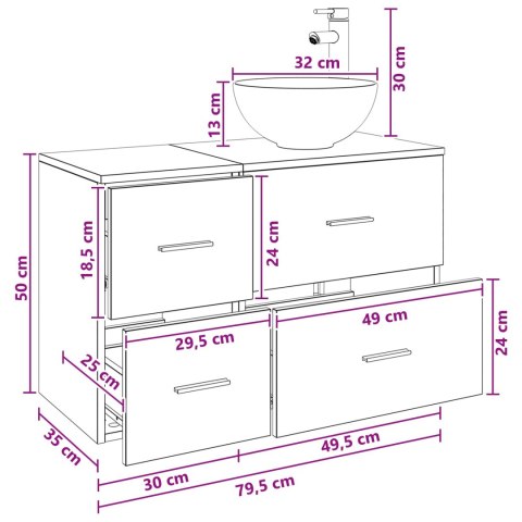 ZESTAW MEBLI ŁAZIENKOWYCH 2 PCS DĄB SONOMA DREWNO INŻYNIERYJNE