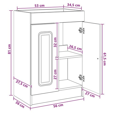 ZESTAW MEBLI ŁAZIENKOWYCH BETONOWY SZARY 56X37,5X81CM