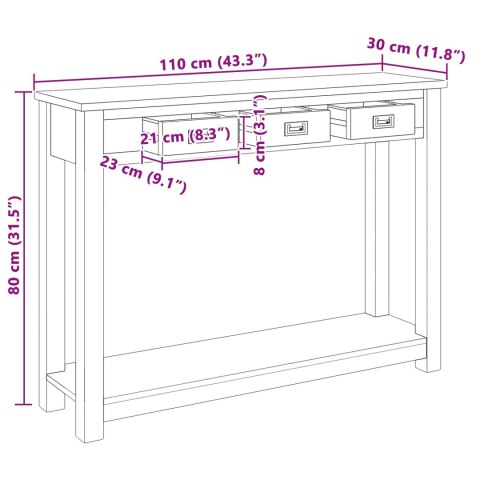 KONSOLA NATURALNY 110X30X80CM LITE DREWNO TEAKOWE