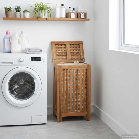KOSZ NA PRANIE NATURALNY 35X25X60CM LITE DREWNO TEAKOWE