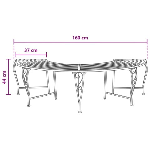 VidaXL Ławka Drzewna 4-Liczba miejsc 160 x 80 x 44 cm Stal