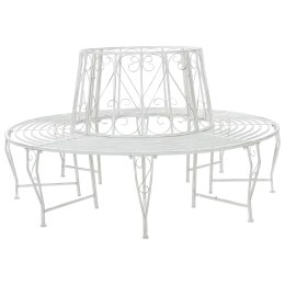 VidaXL Ławka Drzewna 8-Liczba miejsc Ø 160 x 89 cm Stal Antyczna biel