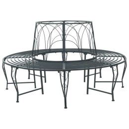VidaXL Ławka Drzewna 8-Liczba miejsc Ø 160 x 89 cm Stal Srebrnoszary
