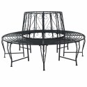 VidaXL Ławka Drzewna Ø 160 x 89 cm Stal Czarny Okrągły