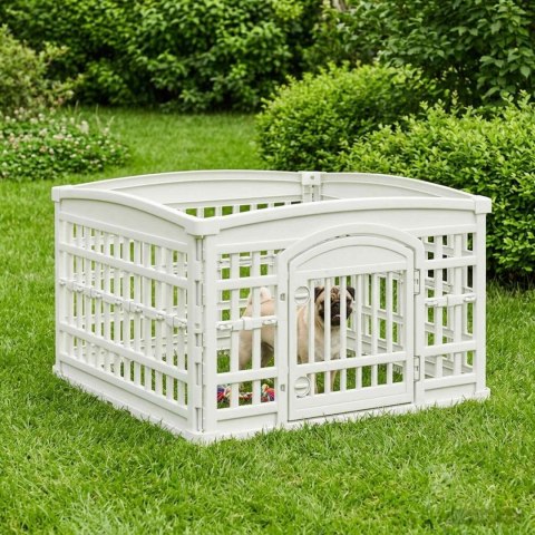 VidaXL Playpen dla Psa z 4 Panelami Biały 91 x 91 x 58 cm