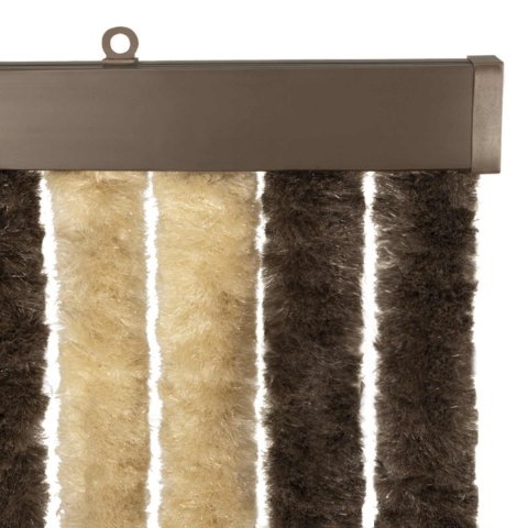 FIRANKA OWADOBOJNA Z CHENILLU CIEMNY BRĄZ I BEŻ 100X220CM