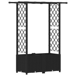 VidaXL Podniesione łóżko z kratką i dachem Czarny 124,5 x 40 x 138 cm
