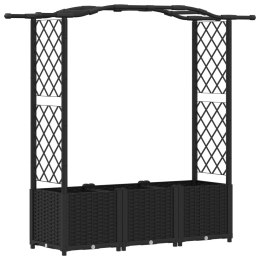VidaXL Podniesione łóżko z kratką i dachem Czarny 164 x 40 x 142 cm PP