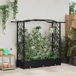 VidaXL Podniesione łóżko z kratką i dachem Czarny 169 x 40 x 125 cm PP