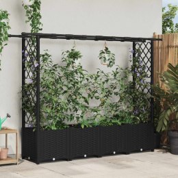 VidaXL Podniesione łóżko z kratką i dachem Czarny 203 x 40 x 138 cm PP