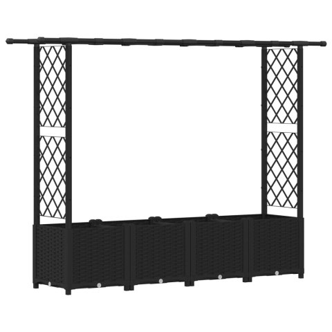 VidaXL Podniesione łóżko z kratką i dachem Czarny 203 x 40 x 138 cm PP