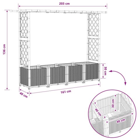 VidaXL Podniesione łóżko z kratką i dachem Czarny 203 x 40 x 138 cm PP
