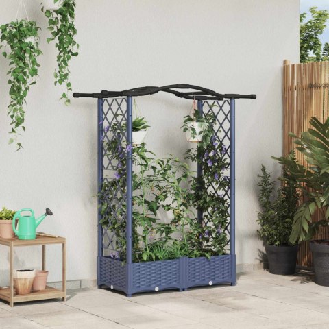 VidaXL Podniesione łóżko z kratką i dachem Szary 124 x 40 x 125 cm PP