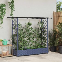 VidaXL Podniesione łóżko z kratką i dachem Szary 164 x 40 x 123 cm PP