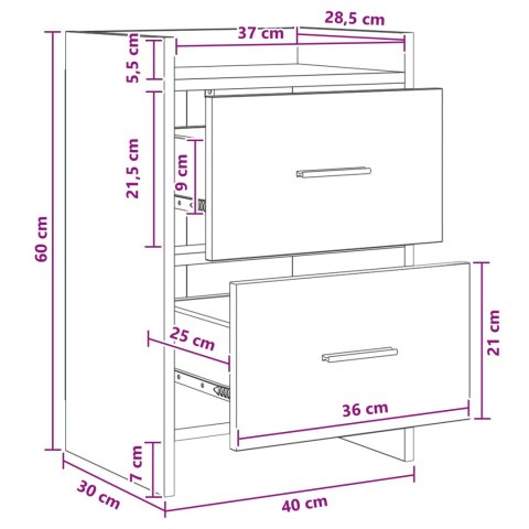 SZAFKI NOCNE 2 PCS BIAŁY 40X30X60CM DREWNO INŻYNIERYJNE