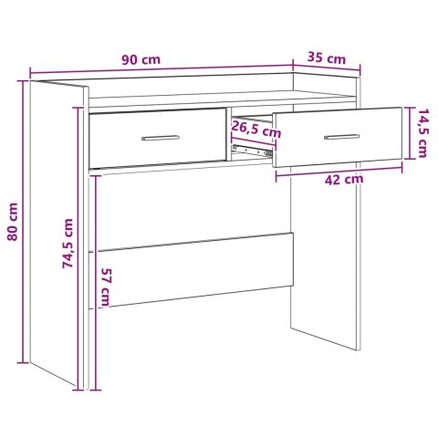 VidaXL Konsola dąb Sonoma 90 x 35 x 80 cm Drewno inżynieryjne