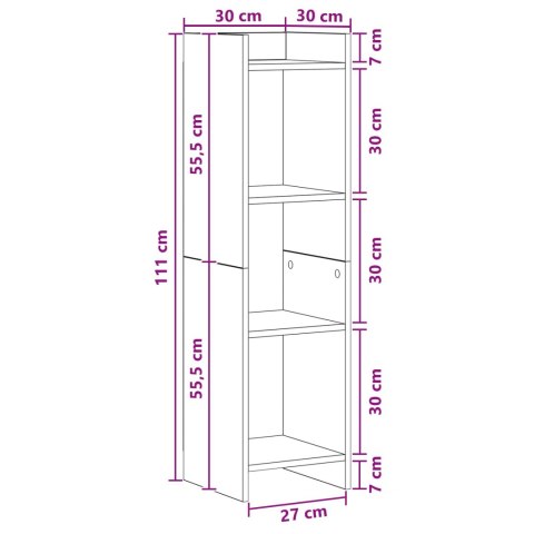 VidaXL Półka na książki Szary beton 30 x 30 x 111 cm