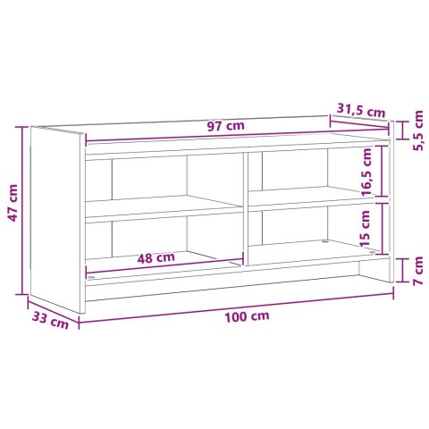 VidaXL Szafka pod telewizor 100 x 33 x 47 cm Czarny dąb