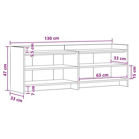 VidaXL Szafka pod telewizor 135 x 33 x 47 cm Czarny dąb