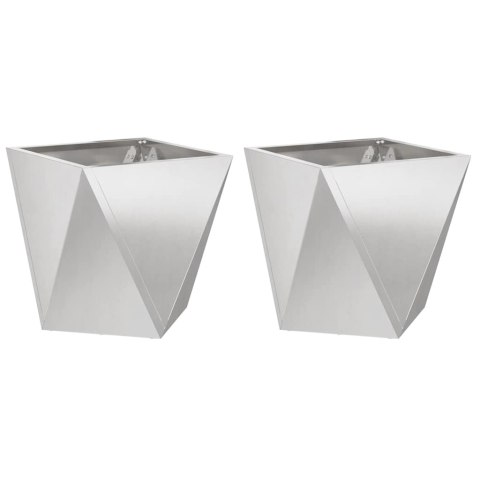 DONICA 2 PCS SREBRNY 50X50X50CM STAL NIERDZEWNA