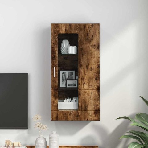 DREWNIANA SZAFKA Z PRZECHOWYWANIEM DĄB WĘDZONY 50X29X100CM