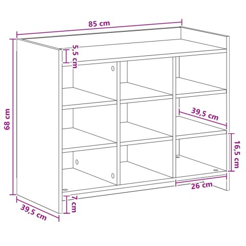 SZAFKA NA BUTY CZARNY DĄB 85X39,5X70CM DREWNO INŻYNIERYJNE