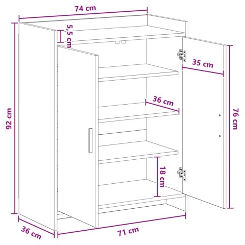 VidaXL Szafka na buty z drzwiami Betonowy szary 73,5 x 36 x 92 cm